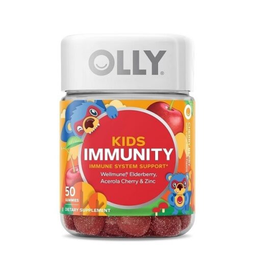OLLY Kid’s Wellmune/Acerola Cherry/Elderberry and Zinc/Cherry Berry Mighty Immunity Gummy Supplements -50 Count