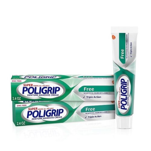 Super Poli-Grip Original Formula Zinc Free Denture Adhesive Cream, 2. 4 Ounce (Pack Of 2)