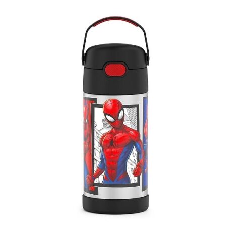 Thermos Funtainer 12 Ounce Stainless Steel Vacuum Insulated Kids Straw Bottle, Spider-Man